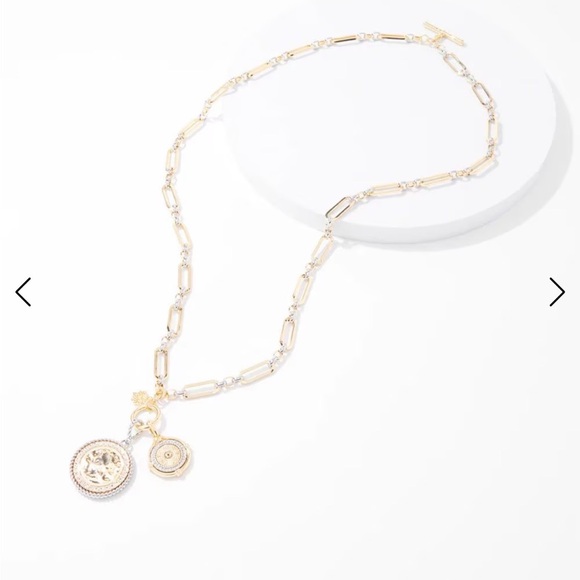 White House Black Market Gold and Silver Pendant Necklace - Picture 2 of 10